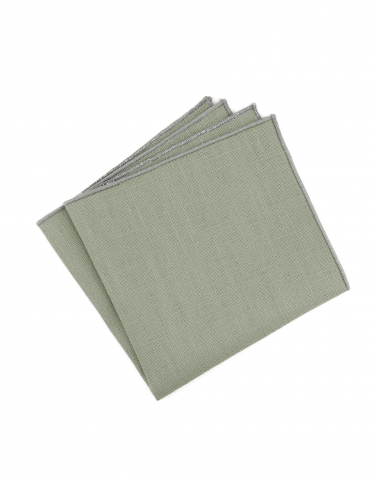 SAUGE - RAW LINEN - POCKET SQUARE - SAGE GREEN