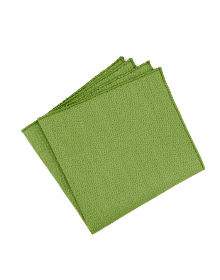 PRAIRIE - RAW LINEN - POCKET SQUARE - GREEN