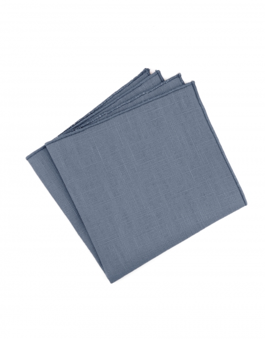 PIGEON - RAW LINEN - POCKET SQUARE - BLUE