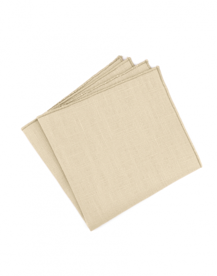 AVOINE - RAW LINEN - POCKET SQUARE - LIGHT BEIGE