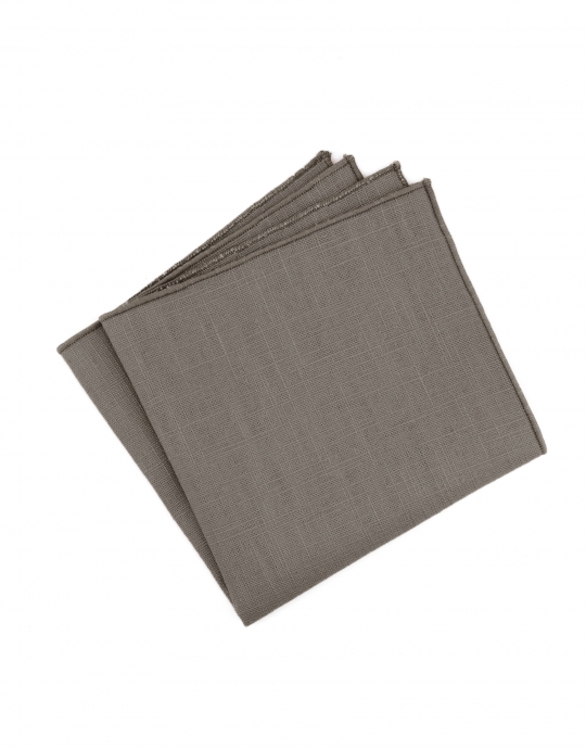 SOURIS - RAW LINEN - POCKET SQUARE - GREY