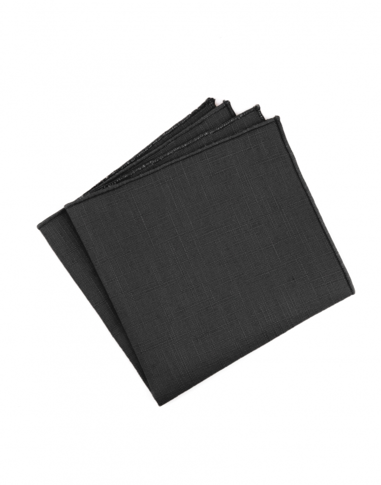 ANTHRACITE - RAW LINEN - POCKET SQUARE - DARK GREY