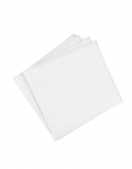 BLANC - RAW LINEN - POCKET SQUARE - WHITE