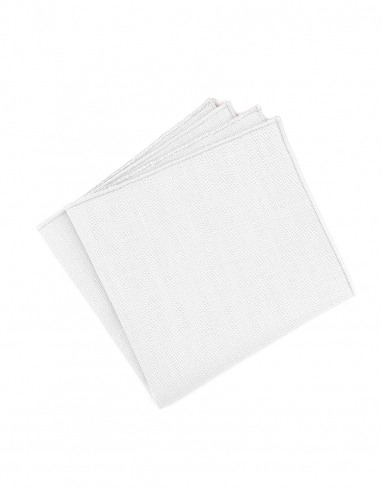 BLANC - RAW LINEN - POCKET SQUARE - WHITE