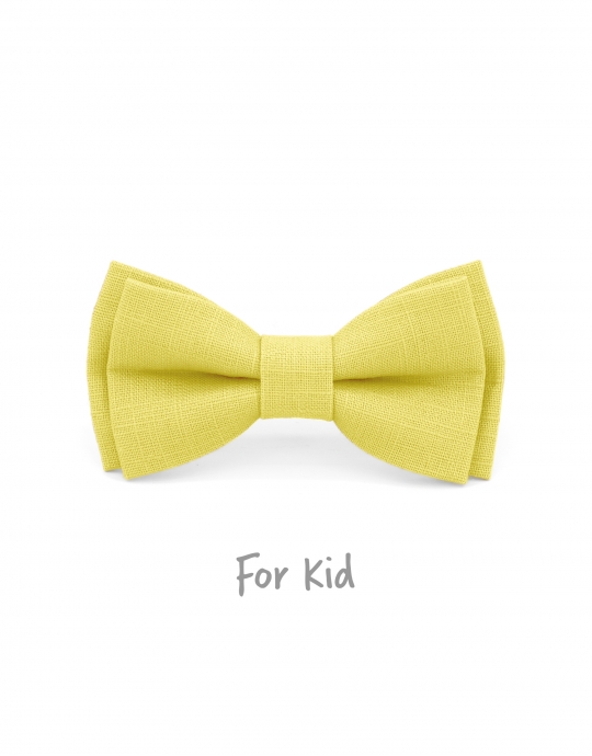 MIMOSA - KID or TEEN BOW TIE - 100% RAW LINEN - LIGHT YELLOW