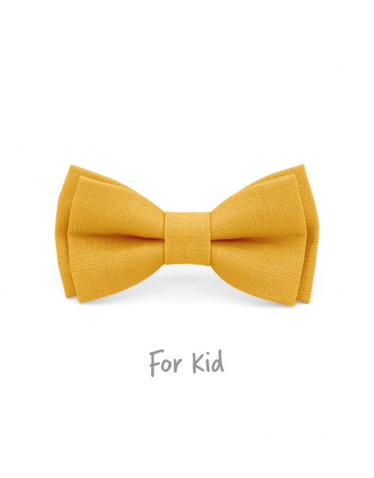 MIEL - KID or TEEN BOW TIE - 100% RAW LINEN - YELLOW