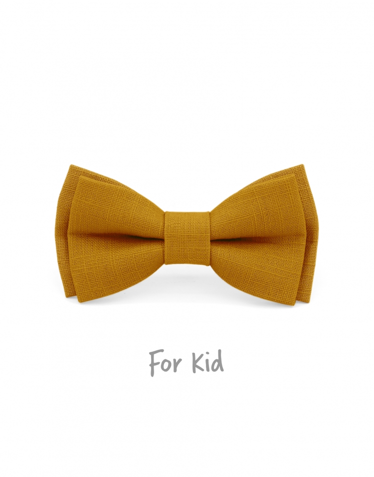 MOUTARDE - KID or TEEN BOW TIE - 100% RAW LINEN