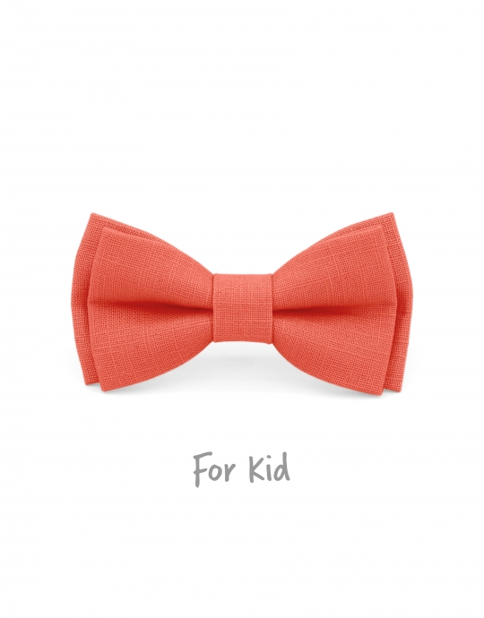 CORAIL - KID or TEEN BOW TIE - 100% RAW LINEN