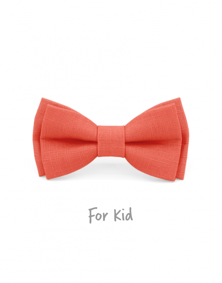 CORAIL - KID or TEEN BOW TIE - 100% RAW LINEN