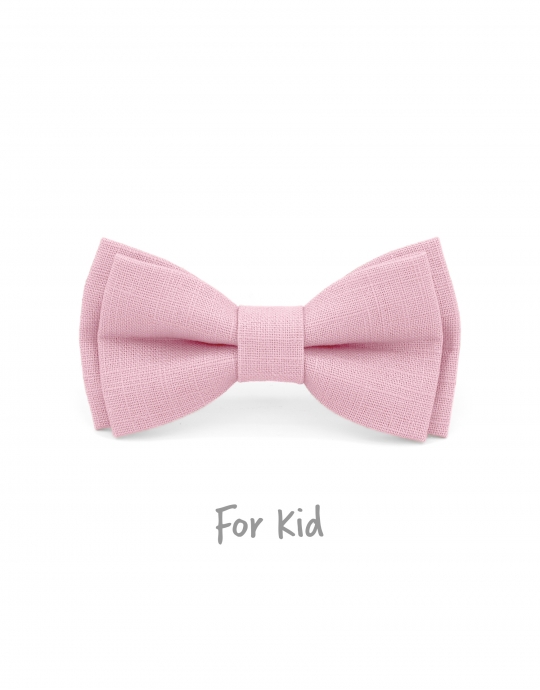 DRAGEE - KID or TEEN BOW TIE - 100% RAW LINEN - LIGHT PINK