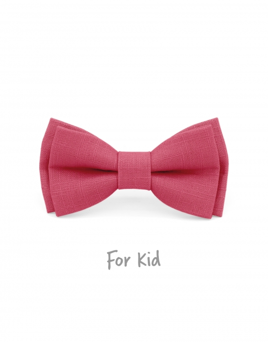 MACARON - KID or TEEN BOW TIE - 100% RAW LINEN - PINK