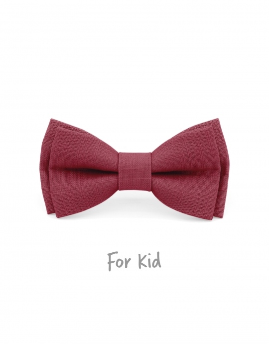 SORBET - KID or TEEN BOW TIE - 100% RAW LINEN - PINK