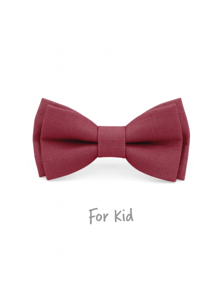 SORBET - KID or TEEN BOW TIE - 100% RAW LINEN - PINK