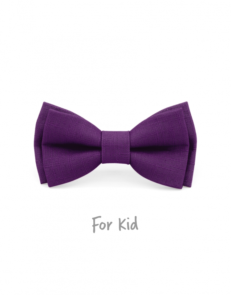 LAVANDE - KID or TEEN BOW TIE - 100% RAW LINEN