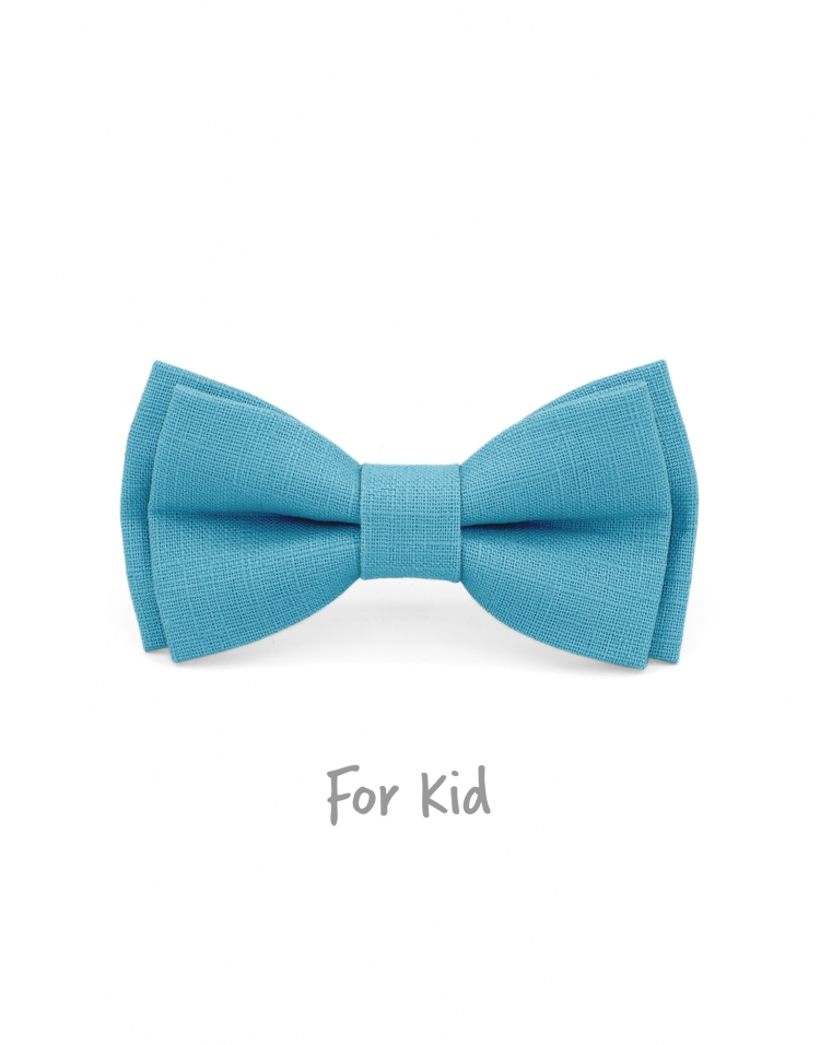 CIEL - KID or TEEN BOW TIE - 100% RAW LINEN - SKY BLUE