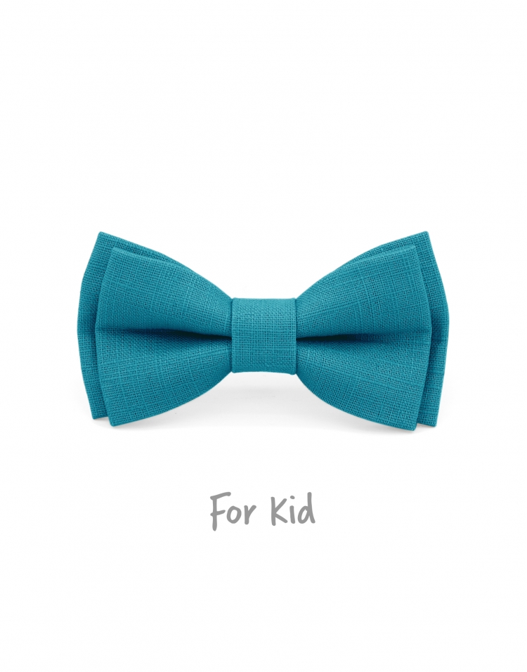 AZUR - KID or TEEN BOW TIE - 100% RAW LINEN