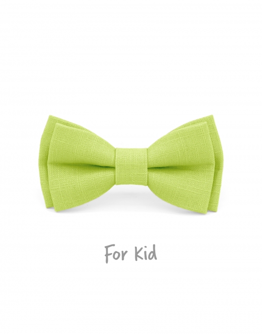 BOURGEON - KID or TEEN BOW TIE - 100% RAW LINEN - LIGHT GREEN