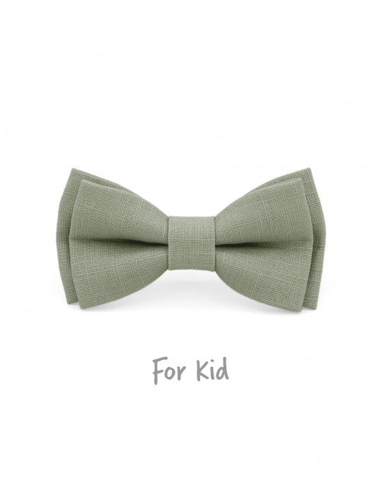 SAUGE - KID or TEEN BOW TIE - 100% RAW LINEN - GREEN