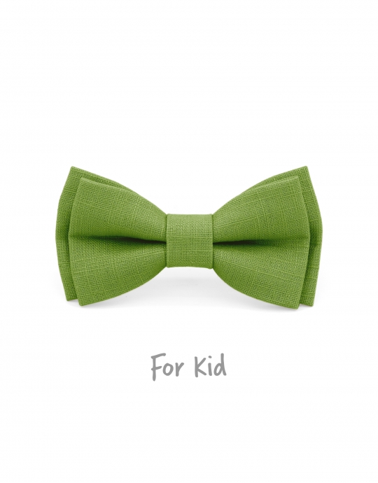 PRAIRIE - KID or TEEN BOW TIE - 100% RAW LINEN - GREEN