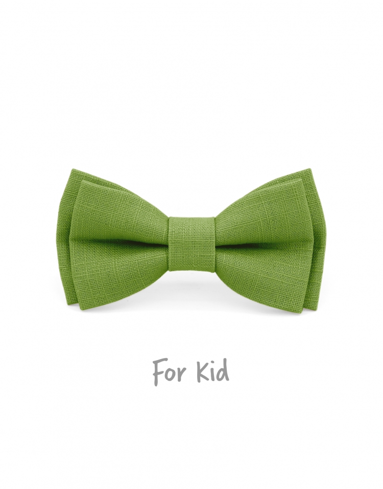 PRAIRIE - KID or TEEN BOW TIE - 100% RAW LINEN - GREEN