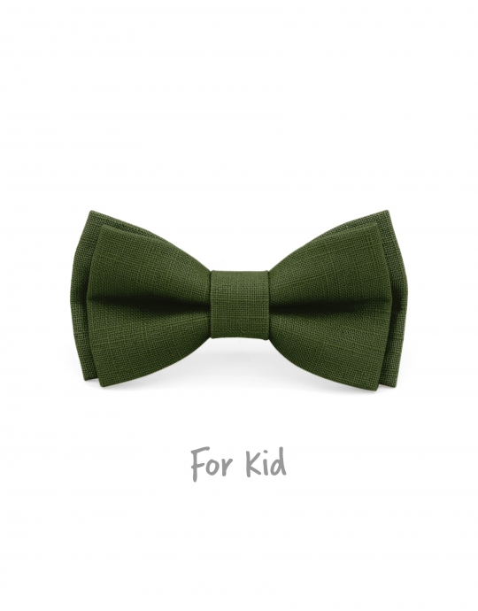 MOUSSE - KID or TEEN BOW TIE - 100% RAW LINEN - GREEN