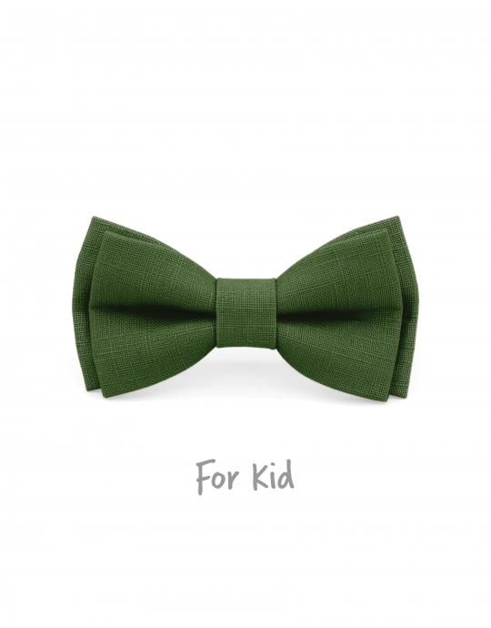 AVOCAT - KID or TEEN BOW TIE - 100% RAW LINEN - GREEN