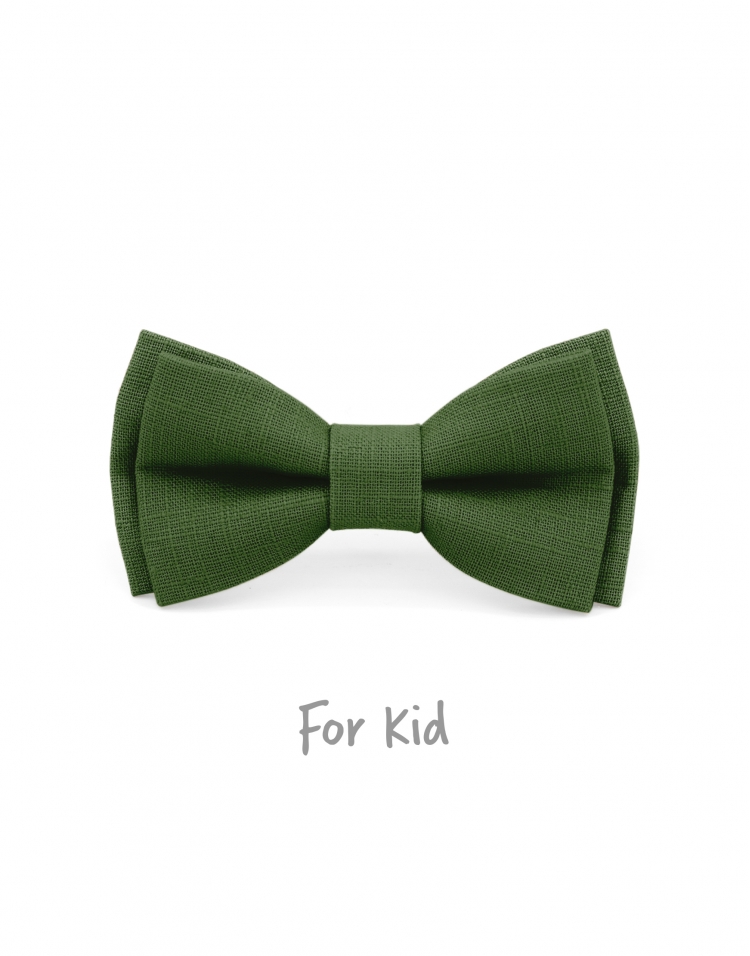 AVOCAT - KID or TEEN BOW TIE - 100% RAW LINEN - GREEN