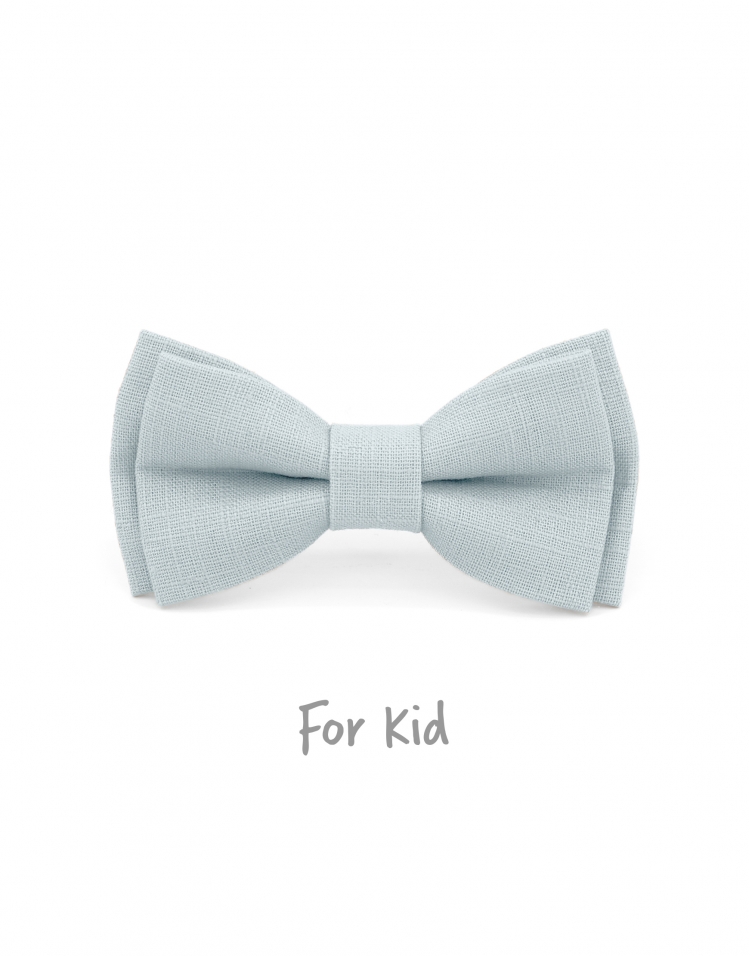 BRUME - KID or TEEN BOW TIE - 100% RAW LINEN - BLUE