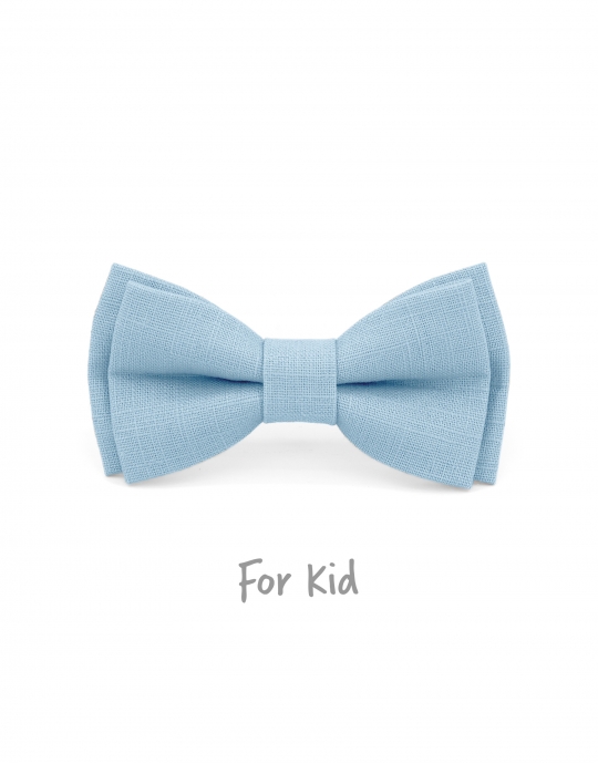 ATMOSPHERE - KID or TEEN BOW TIE - 100% RAW LINEN - LIGHT BLUE