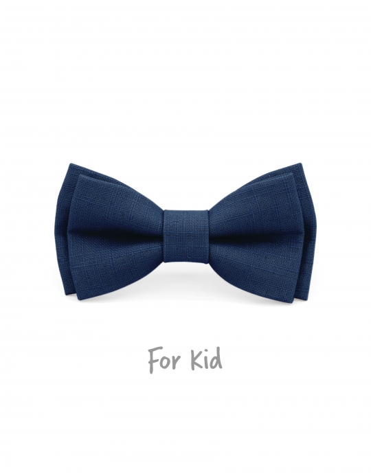 CASCADE - KID or TEEN BOW TIE - 100% RAW LINEN - BLUE