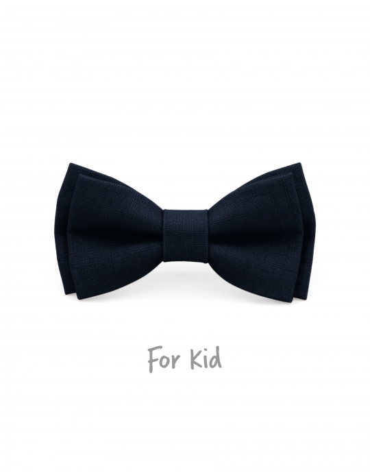 MARINE - KID or TEEN BOW TIE - 100% RAW LINEN - NAVY BLUE