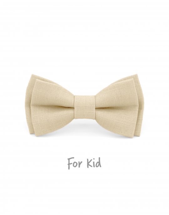 AVOINE - KID or TEEN BOW TIE - 100% RAW LINEN - LIGHT BEIGE