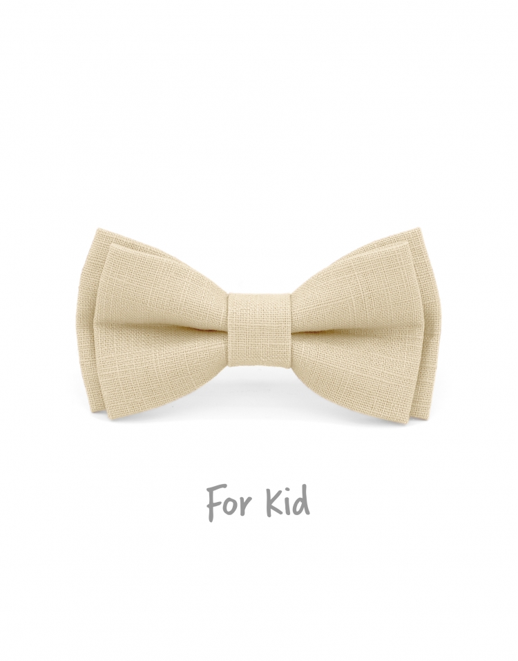 AVOINE - KID or TEEN BOW TIE - 100% RAW LINEN - LIGHT BEIGE