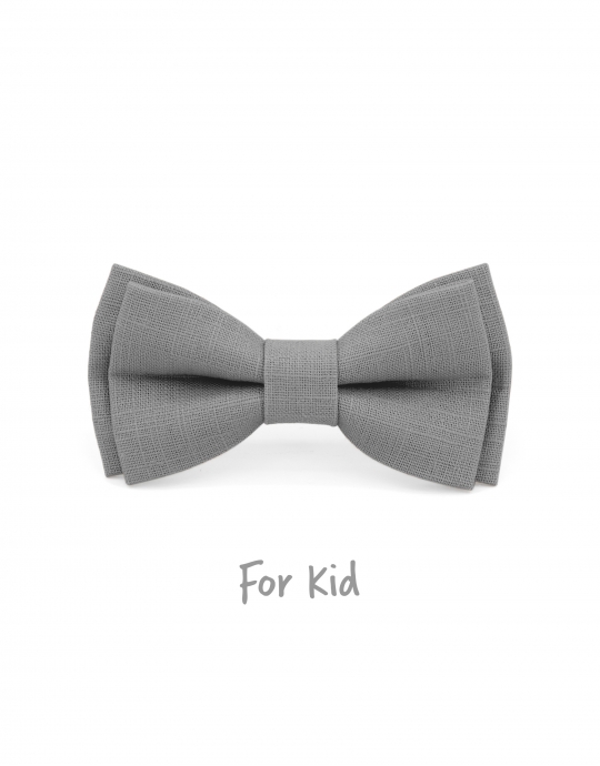 GALET - KID or TEEN BOW TIE - 100% RAW LINEN - GREY