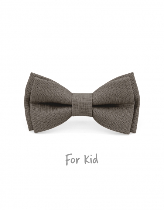 SOURIS - KID or TEEN BOW TIE - 100% RAW LINEN - GREY