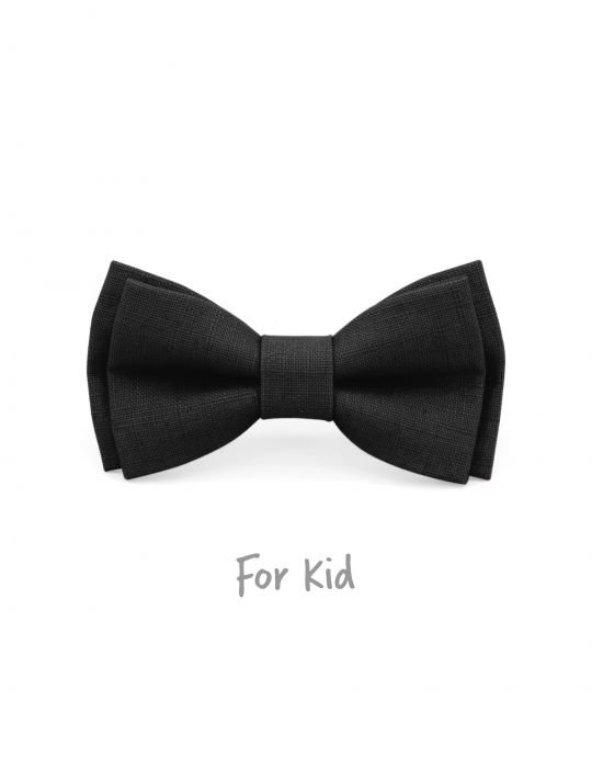 ANTHRACITE - KID or TEEN BOW TIE - 100% RAW LINEN - DARK GREY