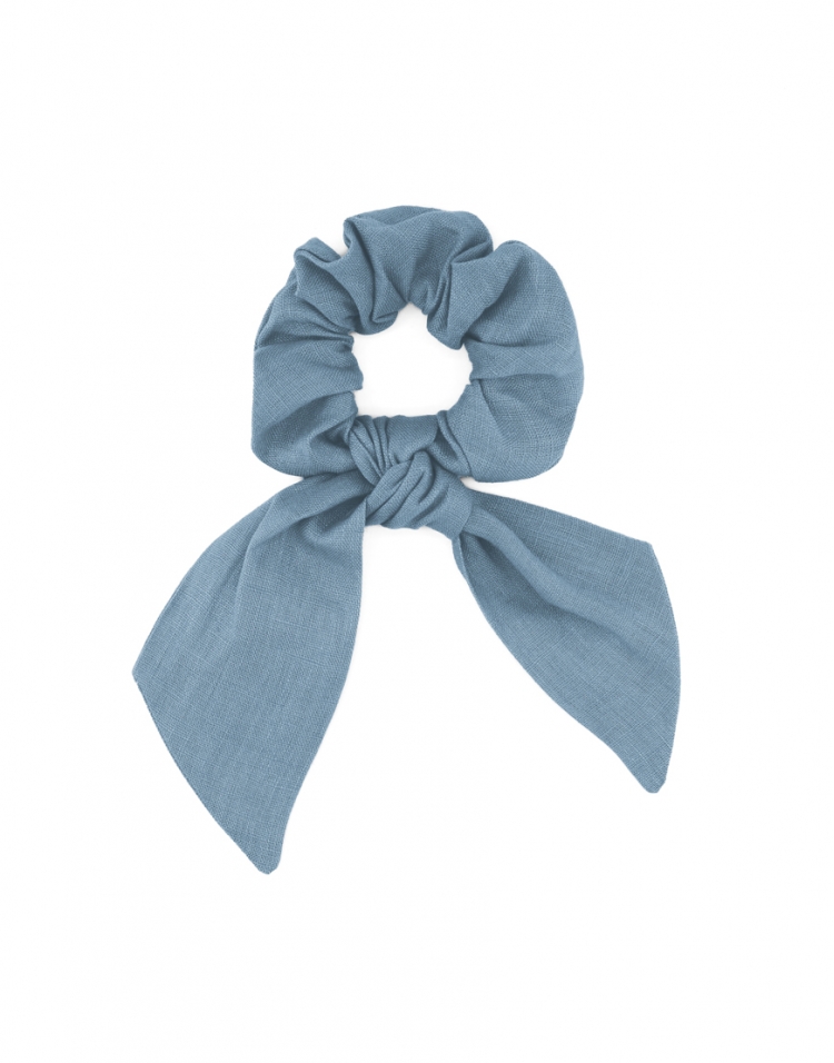 BREEZE - SCRUNCHIE MET SJAAL - LICHT BLAUW - LINNEN