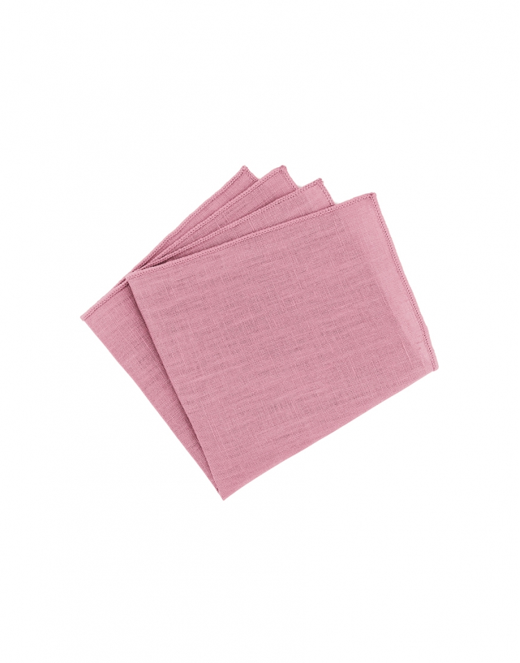 BOUQUET - POCKET SQUARE - PINK - FINE LINEN