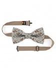 IMADO - NOEUD PAPILLON FLEURI - CLASSIC - BEIGE, BRUN & VERT D'EAU