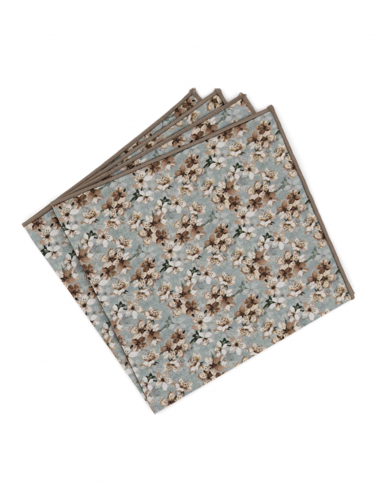 IMADO - POCHETTE FLEURIE - BEIGE, BRUN & VERT D'EAU IMADO - POCHETTE FLEURIE - BEIGE, BRUN & VERT D'EAU