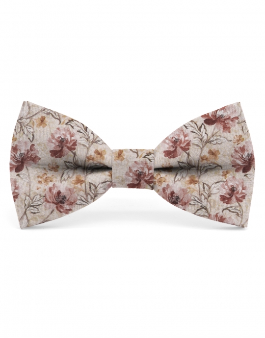 YOON - NOEUD PAPILLON FLEURI - CLASSIC - BEIGE, BRUN & TERRACOTTA
