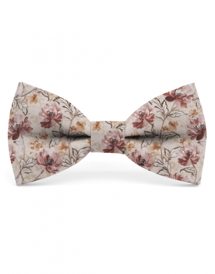 YOON - NOEUD PAPILLON FLEURI - CLASSIC - BEIGE, BRUN & TERRACOTTA
