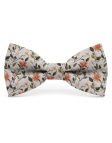 OHORI - NOEUD PAPILLON FLEURI - CLASSIC - VERT, ORANGE & GRIS CLAIR