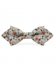 OHORI - NOEUD PAPILLON FLEURI - DIAMOND - VERT, ORANGE & GRIS CLAIR