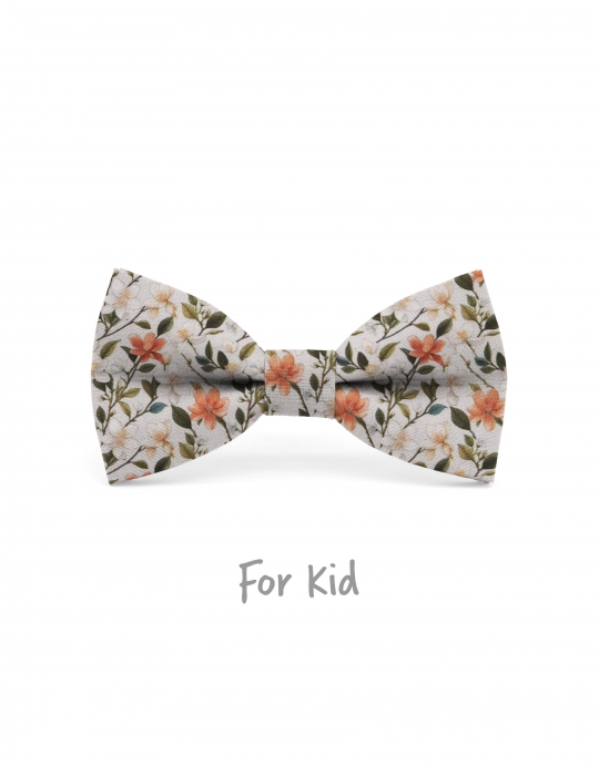 OHORI - NOEUD PAPILLON ENFANT ou ADO - VERT, ORANGE & GRIS CLAIR