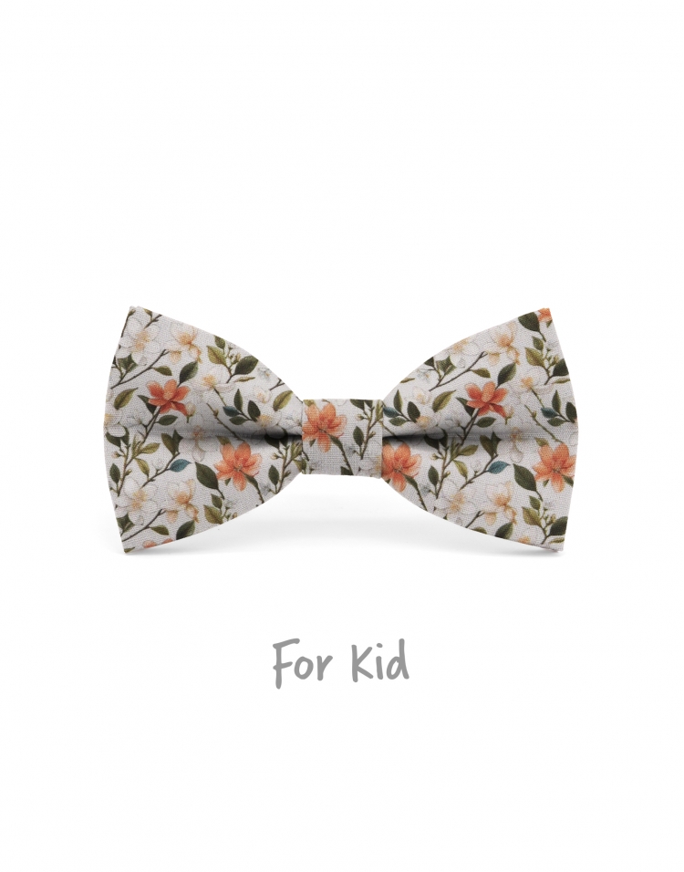 OHORI - NOEUD PAPILLON ENFANT ou ADO - VERT, ORANGE & GRIS CLAIR