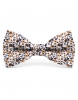 TERRY - NOEUD PAPILLON FLEURI - CLASSIC - BRUN, BEIGE & BLEU MARINE