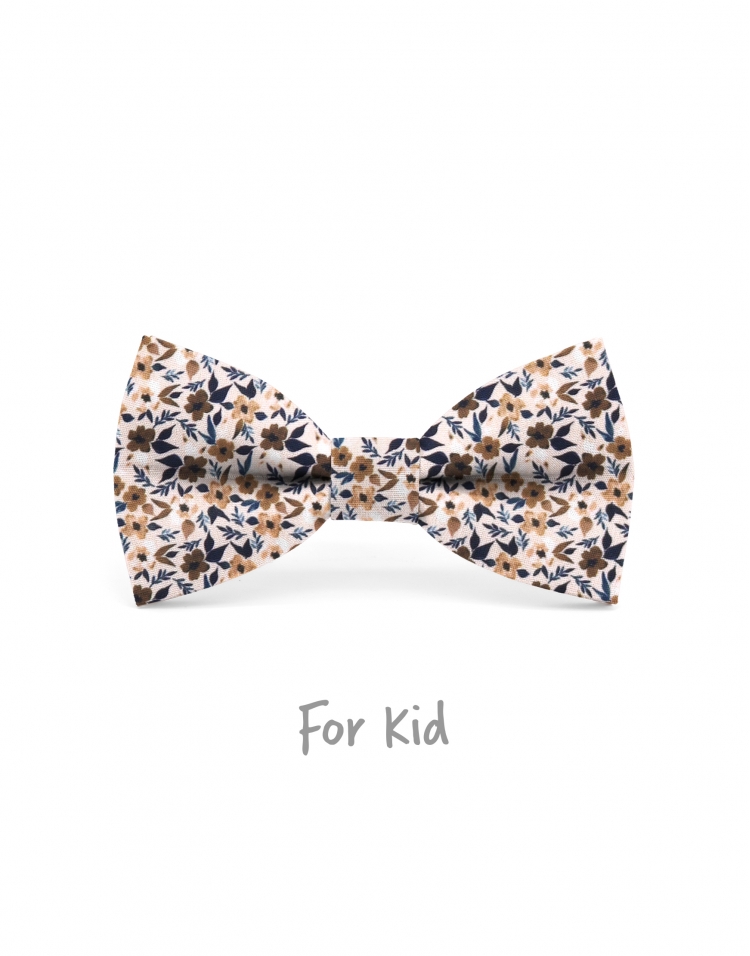 TERRY - NOEUD PAPILLON ENFANT ou ADO - BRUN, BEIGE & BLEU MARINE