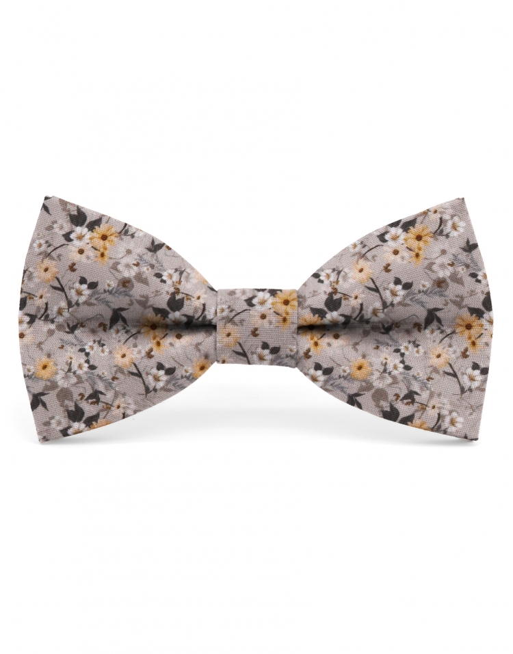 MOON - NOEUD PAPILLON FLEURI - CLASSIC - BEIGE & BRUN