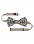MARK - NOEUD PAPILLON FLEURI - CLASSIC - BEIGE & BLEU